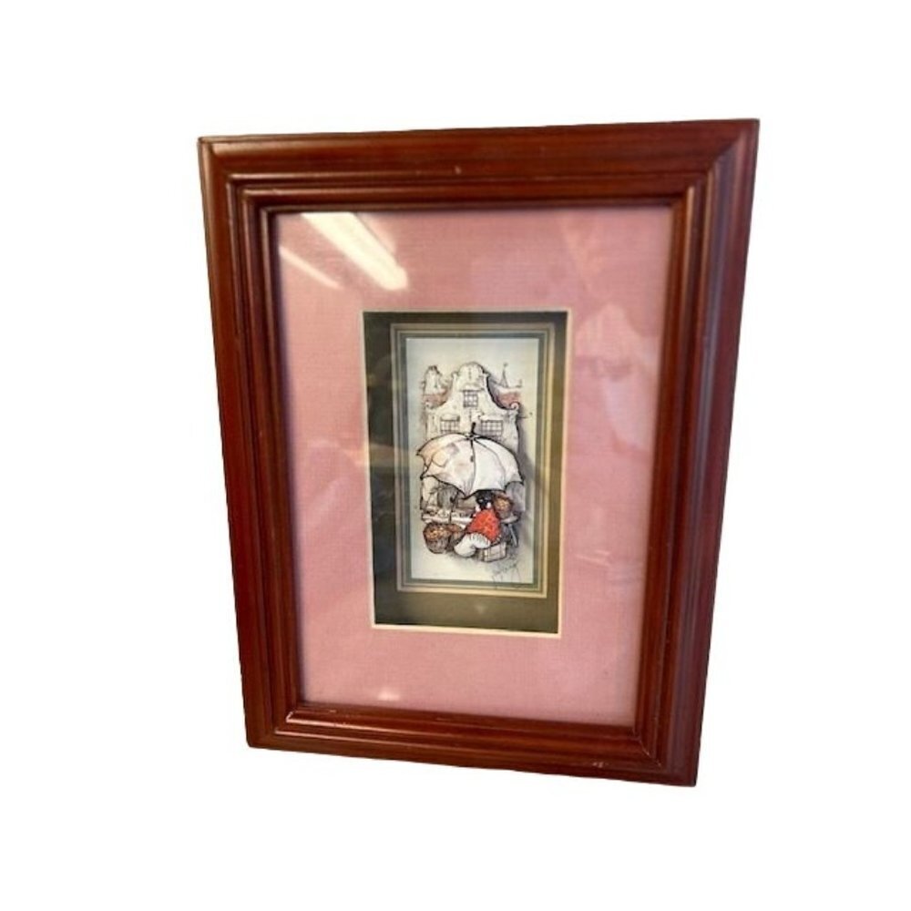 Vintage Sined 3D Decoupage Wood Framed+Glass 11 x 8.5 Scene Market